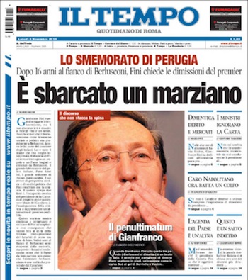 Primera de il Tempo. Lunes, 8 de noviembre de 2010.